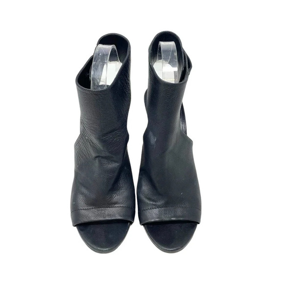 Vince Addie Cutout Black Leather‎ Sandal Wood Heels Size US 8 - Picture 4 of 14